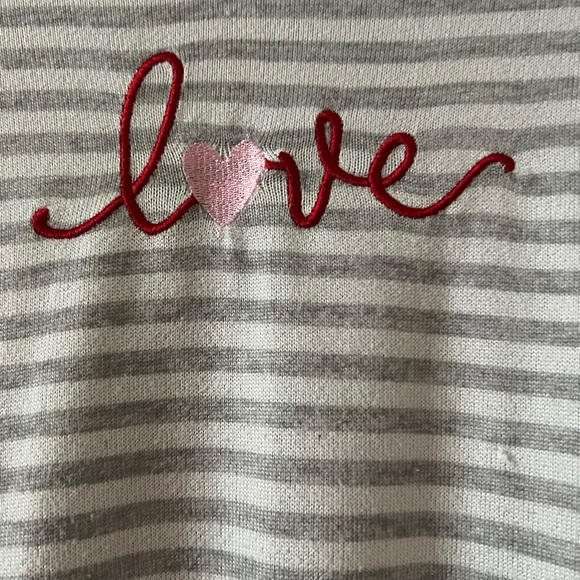 Laura Ashley Vintage Striped XL Women’s Nightgown Gray/White embroidered LOVE - Picture 3 of 7